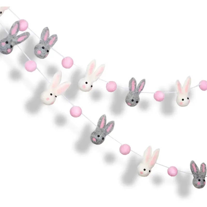 Easter Felt Garland Wool White/Pink/Grey Rabbit Pom Pom Ball Hanging Garland for Easter Holiday Baby Shower/Nursery Decorations
Easter Felt Garland Wool White/Pink/Grey Rabbit Pom Pom Ball Hanging Garland for Easter Holiday Baby Shower/Nursery Decorations