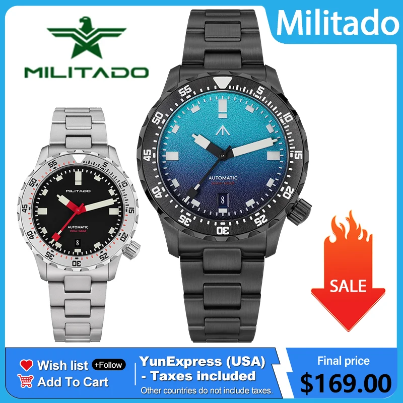 Militado ML20 Мужские часы для дайвинга 39 мм Dail PT5000 Автоматический механизм Нержавеющая сталь PVD Наручные часы с сапфировым стеклом Luminova Мужские часы
Militado ML20 Мужские часы для дайвинга 39 мм Dail PT5000 Автоматический механизм Нержавеющая сталь PVD Наручные часы с сапфировым стеклом Luminova Мужские часы