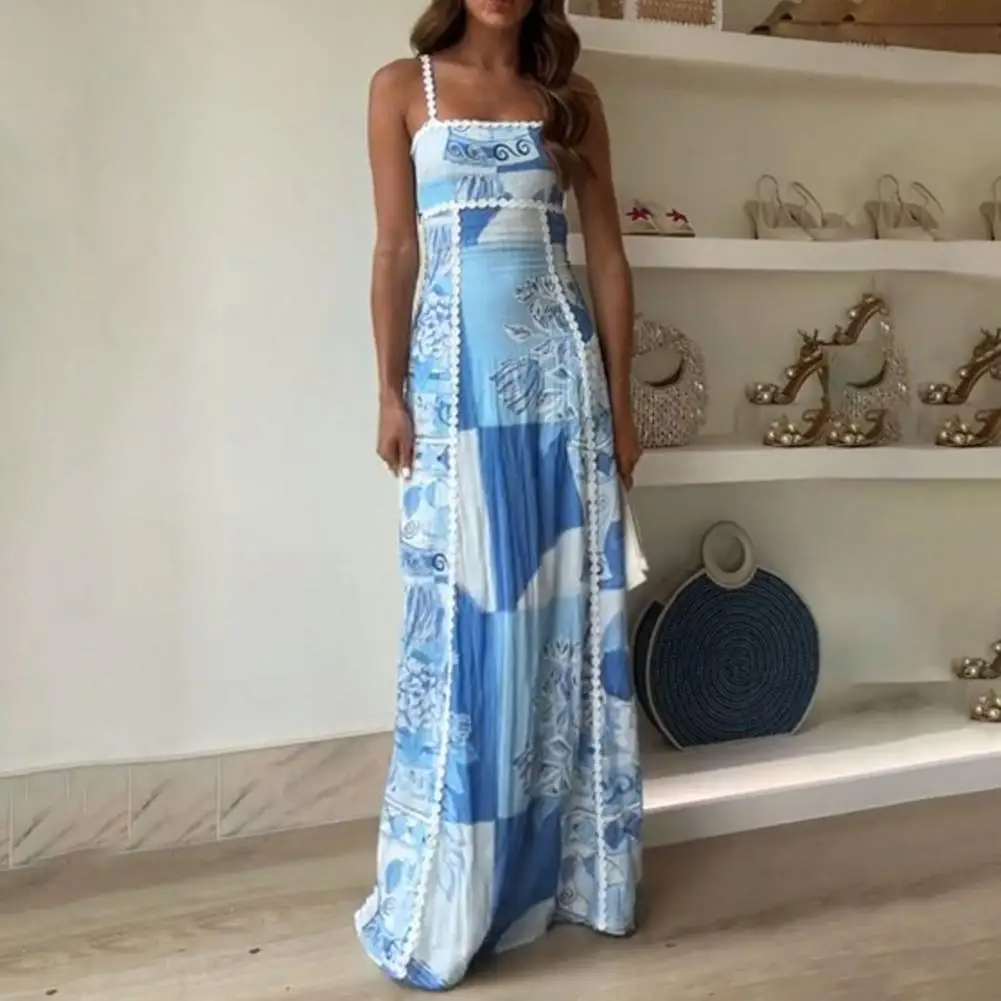 Printed A-line Dress Stylish Women's Vacation Maxi Dress with Printed Patchwork Design Low-cut Square Neck Backless for Summer
Printed A-line Dress Stylish Women's Vacation Maxi Dress with Printed Patchwork Design Low-cut Square Neck Backless for Summer