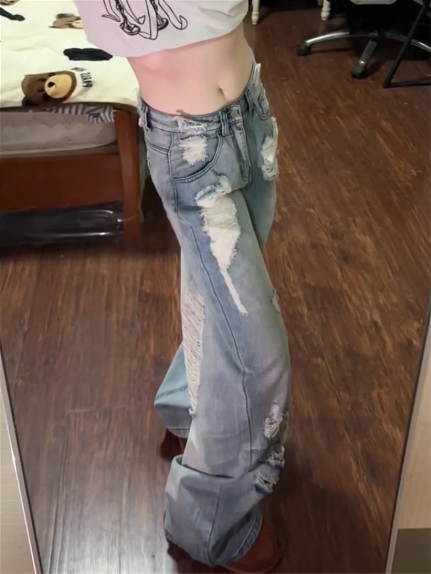 American Style Vintage Low Waist Ripped Denim Jeans Women Summer Loose Slim Tall Extended Straight Leg Wide Leg Pants
American Style Vintage Low Waist Ripped Denim Jeans Women Summer Loose Slim Tall Extended Straight Leg Wide Leg Pants