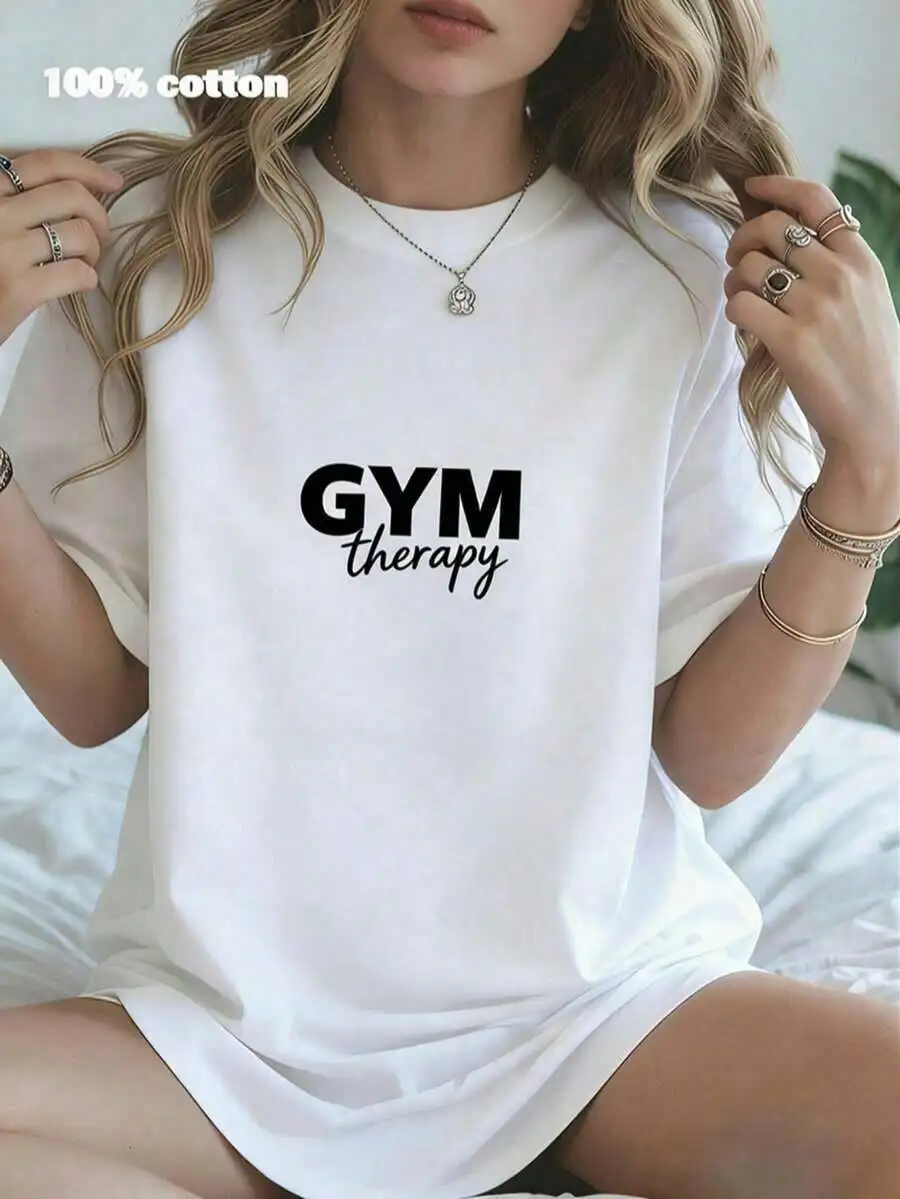 Gym Therapy Graphic T-Shirt Casual Crew Neck 100% Cotton Relaxed Fit Summer Top For Fitness Workout
Gym Therapy Graphic T-Shirt Casual Crew Neck 100% Cotton Relaxed Fit Summer Top For Fitness Workout