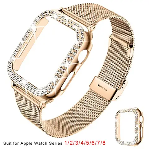 Cinturino Silm + Custodia per cinturino Apple Watch 40mm 41mm 44mm 45mm 38mm 42mm Correa Meatl Bracciale milanese IWatch Serie 3 4 5 6 SE 7 8