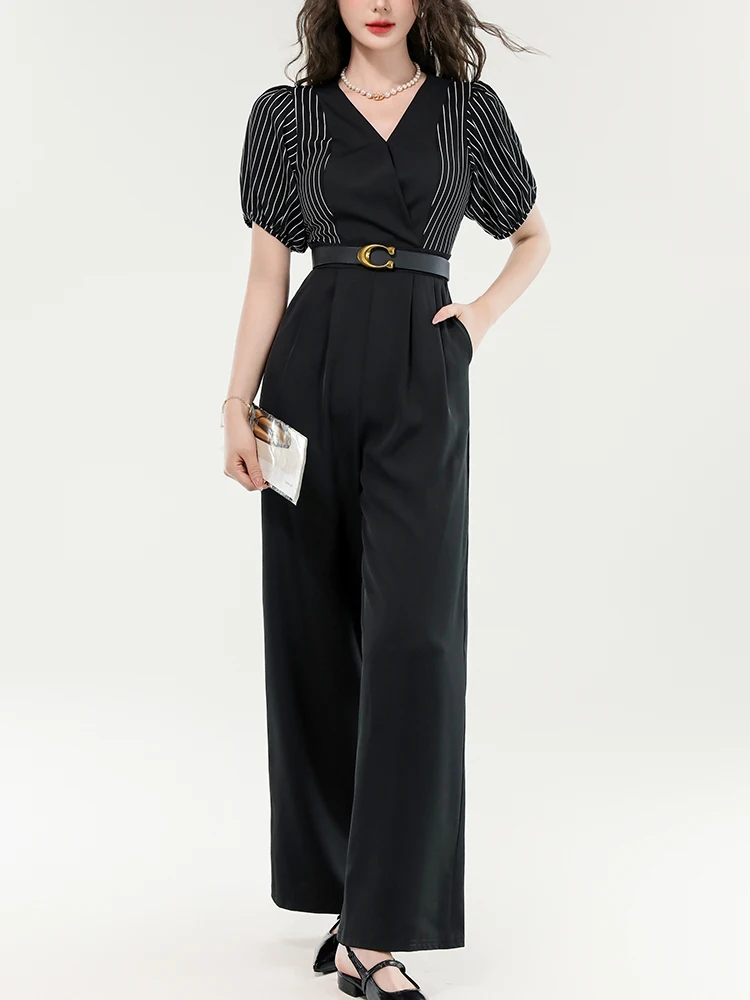 Черные комбинезоны в полоску, лоскутные шифоновые комбинезоны с высокой талией, широкие брюки, свободный повседневный комбинезон, брюки с карманами и поясом
Черные комбинезоны в полоску, лоскутные шифоновые комбинезоны с высокой талией, широкие брюки, свободный повседневный комбинезон, брюки с карманами и поясом