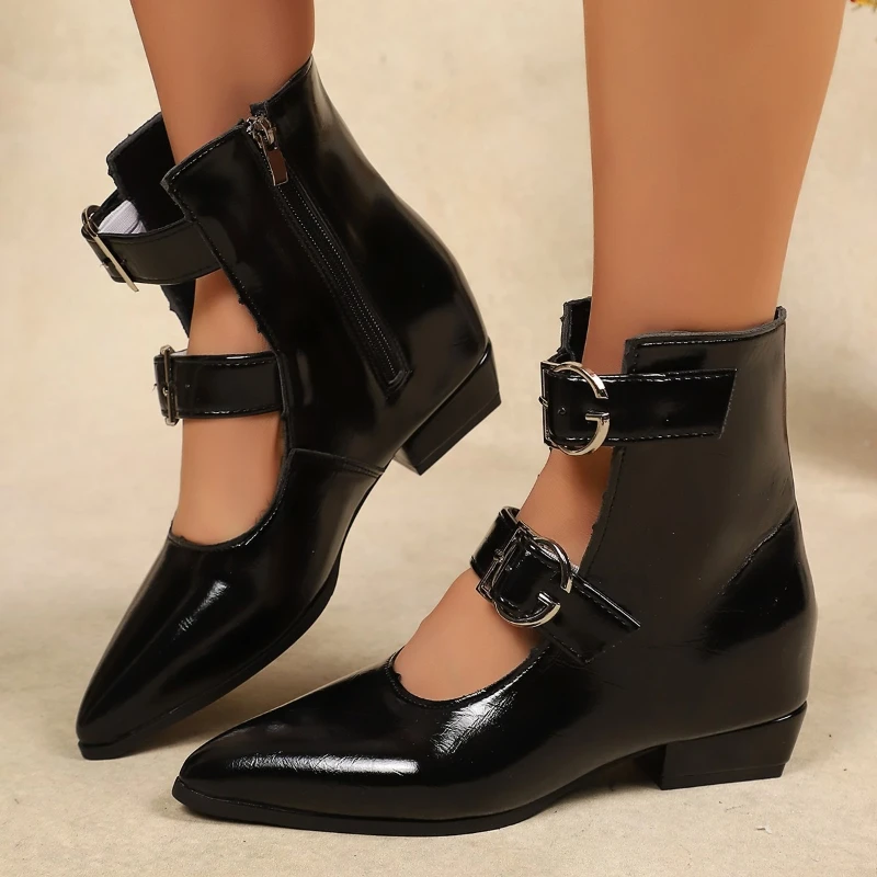 2026 Spring New Pointed Toe Women Ankle Boots Fashion Back Zippers Metal Buckle Short Booties Retro Style Female Shoes
2026 Spring New Pointed Toe Women Ankle Boots Fashion Back Zippers Metal Buckle Short Booties Retro Style Female Shoes