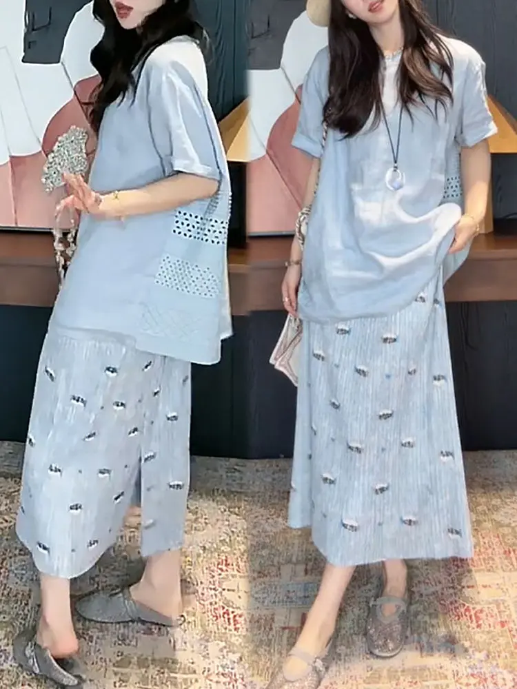 Ladies Casual Style Short Sleeve T-Shirt And High Waist Skirt Two-Piece Set Comfortable Soft Material for Summer Fashion
Ladies Casual Style Short Sleeve T-Shirt And High Waist Skirt Two-Piece Set Comfortable Soft Material for Summer Fashion
