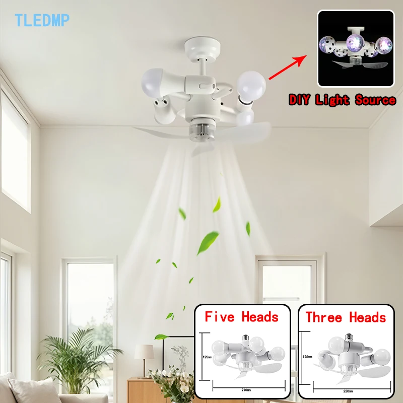 3/5 Heads DIY Light Source Fan Light Small Ceiling Fan with Light E27 Screw Seat Silent Fan Light for Bedroom Kitchen Living
3/5 Heads DIY Light Source Fan Light Small Ceiling Fan with Light E27 Screw Seat Silent Fan Light for Bedroom Kitchen Living