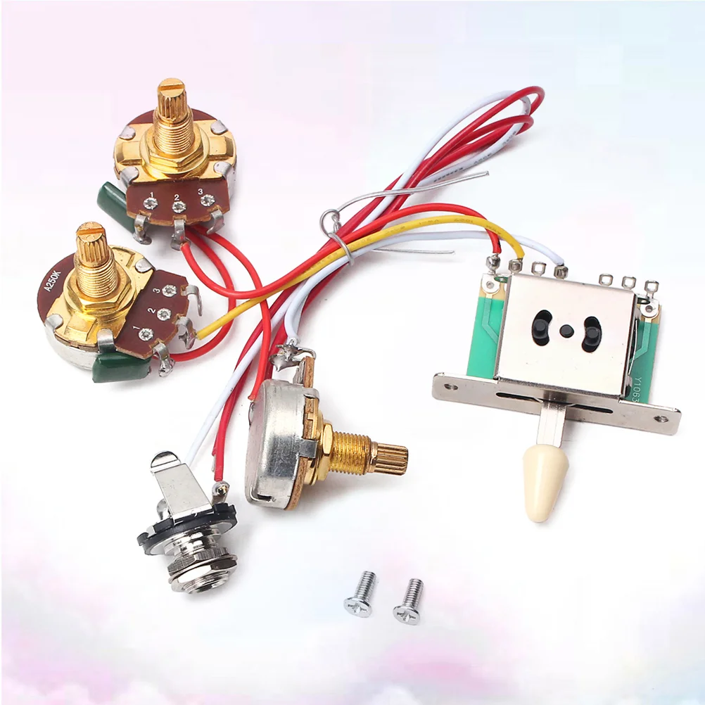 5 Way Toggle 1T1V Volume Tone Pot Jack 250K Electric Guitars Potentiometer Wiring Harness
5 Way Toggle 1T1V Volume Tone Pot Jack 250K Electric Guitars Potentiometer Wiring Harness