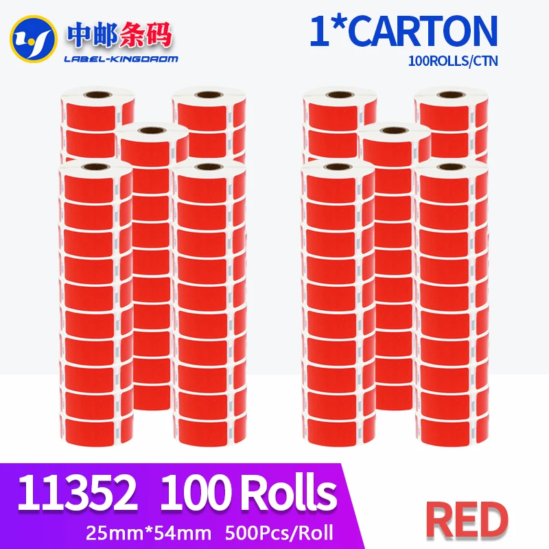 100 Rolls Dymo 11352 Red Color Generic Label 25mm*54mm 500Pcs Compatible for LW400 LW450 Turbo 4XL Thermal Printer
100 Rolls Dymo 11352 Red Color Generic Label 25mm*54mm 500Pcs Compatible for LW400 LW450 Turbo 4XL Thermal Printer