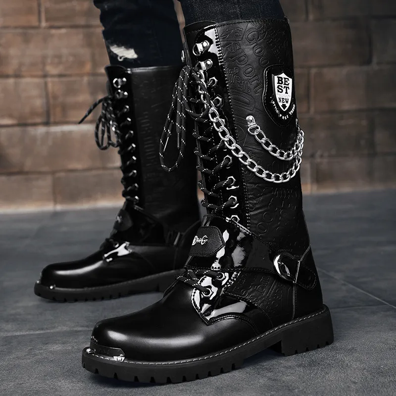 Fashion Men's High Motorcycle Boots Gothic Punk Leather Boots Men Big Size 46 Comfy Flat Casual Leather Boots Men Tooling Boots
Fashion Men's High Motorcycle Boots Gothic Punk Leather Boots Men Big Size 46 Comfy Flat Casual Leather Boots Men Tooling Boots