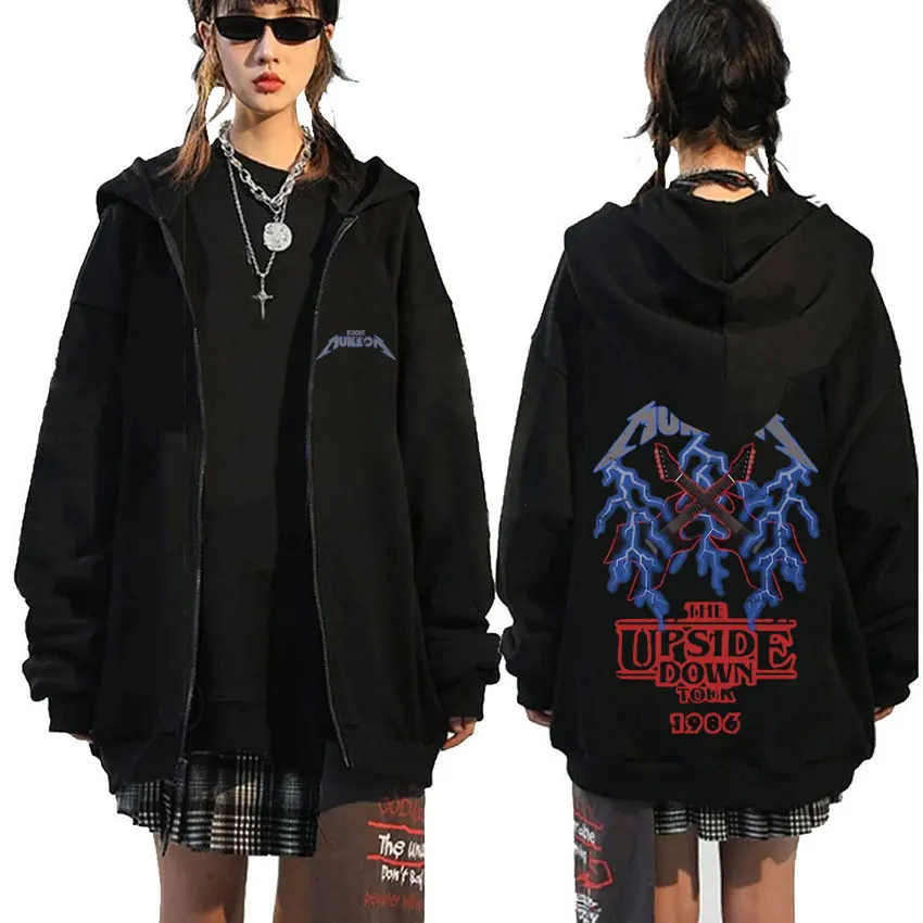Distressed Eddie Munson The Upside Down Tour 1986 Zipper Hoodie The Demogorgon Zip Up Hoodies Men's Gothic Rock Zip Up Jacket
Distressed Eddie Munson The Upside Down Tour 1986 Zipper Hoodie The Demogorgon Zip Up Hoodies Men's Gothic Rock Zip Up Jacket