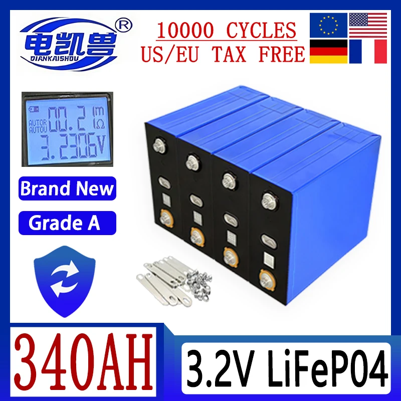 Brand-new 3.2V Lifepo4 340AH Grade A Rechargeable Battery 10000 Cycles RV EV Boat Golf solar energy camping duty-free
Brand-new 3.2V Lifepo4 340AH Grade A Rechargeable Battery 10000 Cycles RV EV Boat Golf solar energy camping duty-free