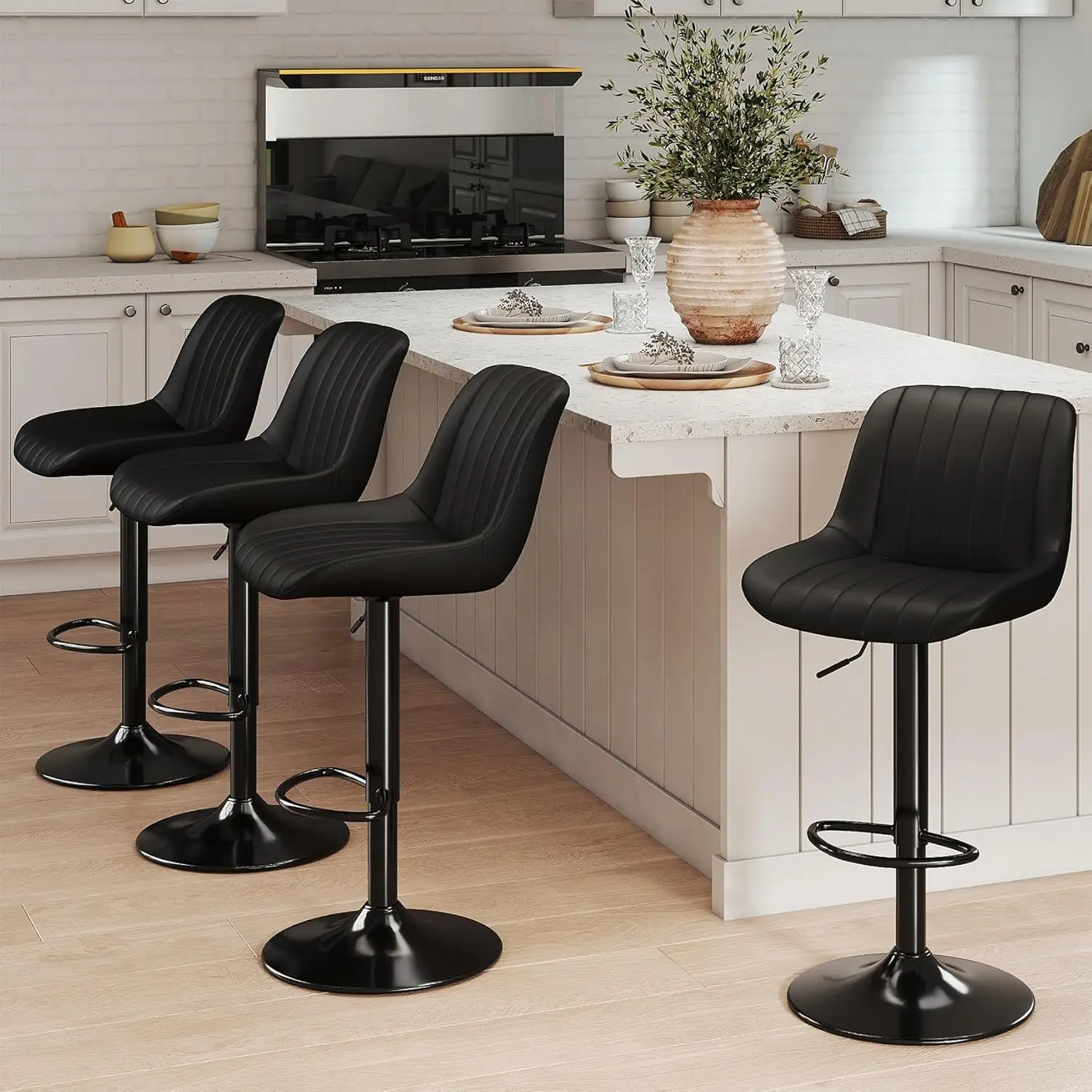 Bar Stools Set of 4, Swivel Counter Height Barstools with Back, Adjustable PU Leather Bar Chairs, Modern Armless, Customized
Bar Stools Set of 4, Swivel Counter Height Barstools with Back, Adjustable PU Leather Bar Chairs, Modern Armless, Customized