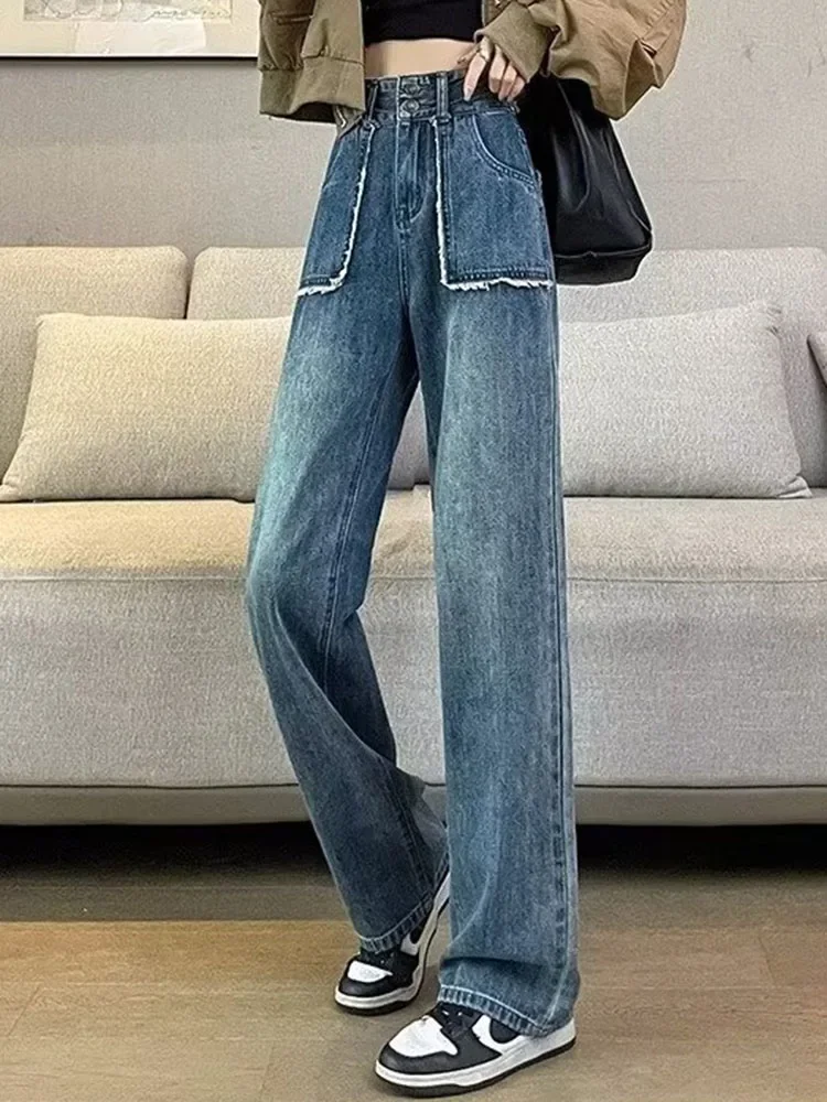 Women Blue Baggy Wid Leg Jeans Spring Fall Vintage Casual Vaqueros New Korean Fashion Streetwear High Waist Straight Denim Pants
Women Blue Baggy Wid Leg Jeans Spring Fall Vintage Casual Vaqueros New Korean Fashion Streetwear High Waist Straight Denim Pants