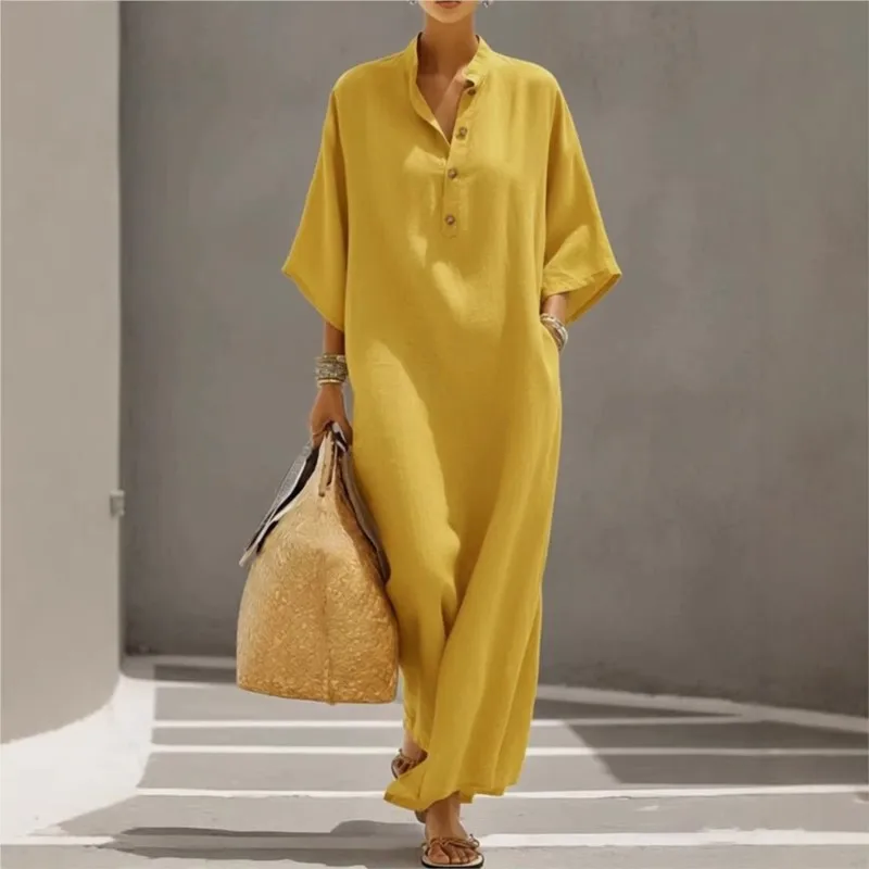 Summer Holiday Bohemian Long Dress Womens Sexy Stand Collar Button Elegant Party Dresses Fashion Batwing Sleeve Loose Maxi Dress
Summer Holiday Bohemian Long Dress Womens Sexy Stand Collar Button Elegant Party Dresses Fashion Batwing Sleeve Loose Maxi Dress