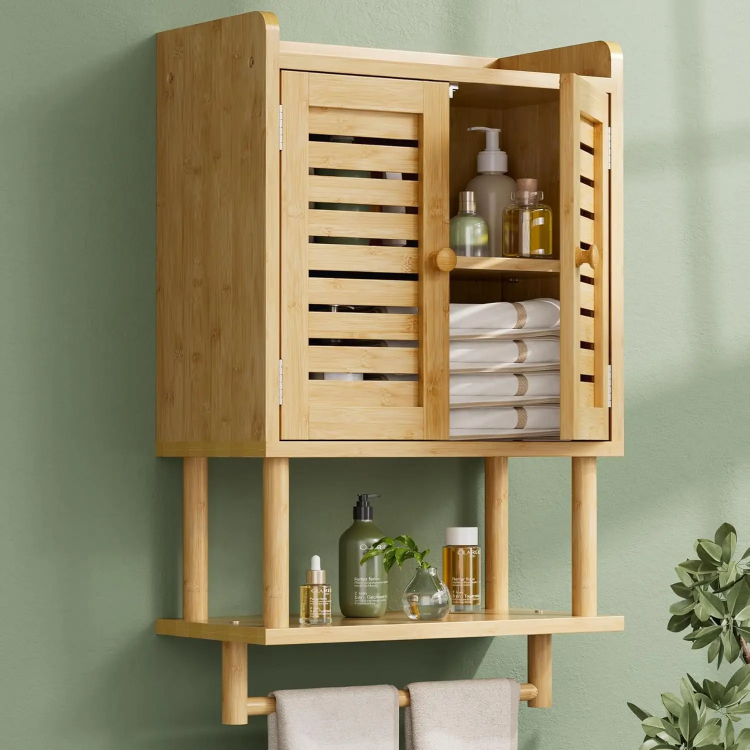Bamboo Over-The-Toilet Storage Cabinet with Adjustable Shelves and Towel Bar for Small Bathroom Spaces
Bamboo Over-The-Toilet Storage Cabinet with Adjustable Shelves and Towel Bar for Small Bathroom Spaces