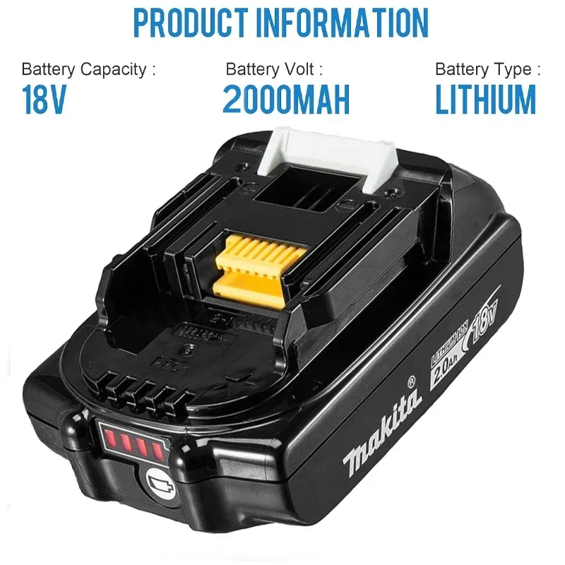 1-Pack Original Makita 18V 2.0Ah Battery for Makita 18V Power tool DDF487 DGA404 DTW700 DHP487 DTD173 Lithium-Ion battery
1-Pack Original Makita 18V 2.0Ah Battery for Makita 18V Power tool DDF487 DGA404 DTW700 DHP487 DTD173 Lithium-Ion battery
