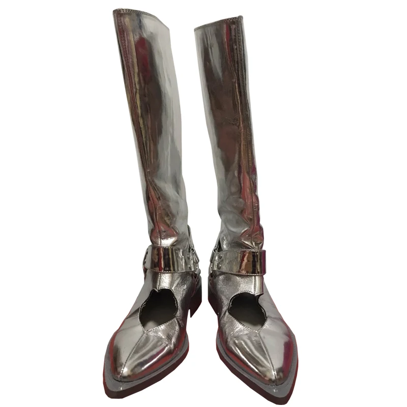 Women Back Zipper Knight Shoes Comfort Hollow Chunky Heel Leather Boots 2022 Female Fashion Silver Pointed Toe Knee High Boots
Women Back Zipper Knight Shoes Comfort Hollow Chunky Heel Leather Boots 2022 Female Fashion Silver Pointed Toe Knee High Boots