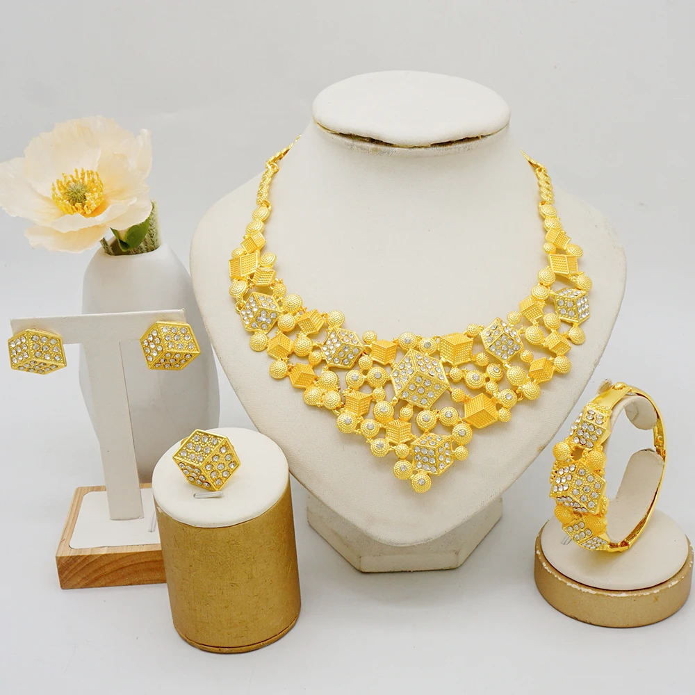 Dubai Gold Color Jewelry Sets African Indian wedding Bridal Wife gifts stone Necklace Bracelet Earrings ring Jewelery for Women
Dubai Gold Color Jewelry Sets African Indian wedding Bridal Wife gifts stone Necklace Bracelet Earrings ring Jewelery for Women