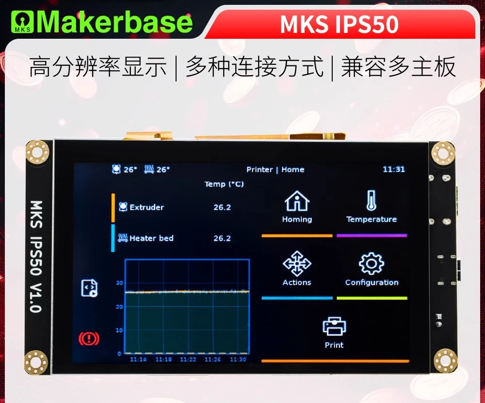 Makerbase MKS IPS50 дисплей высокой четкости TFT дисплей аксессуары для 3D-принтера
Makerbase MKS IPS50 дисплей высокой четкости TFT дисплей аксессуары для 3D-принтера