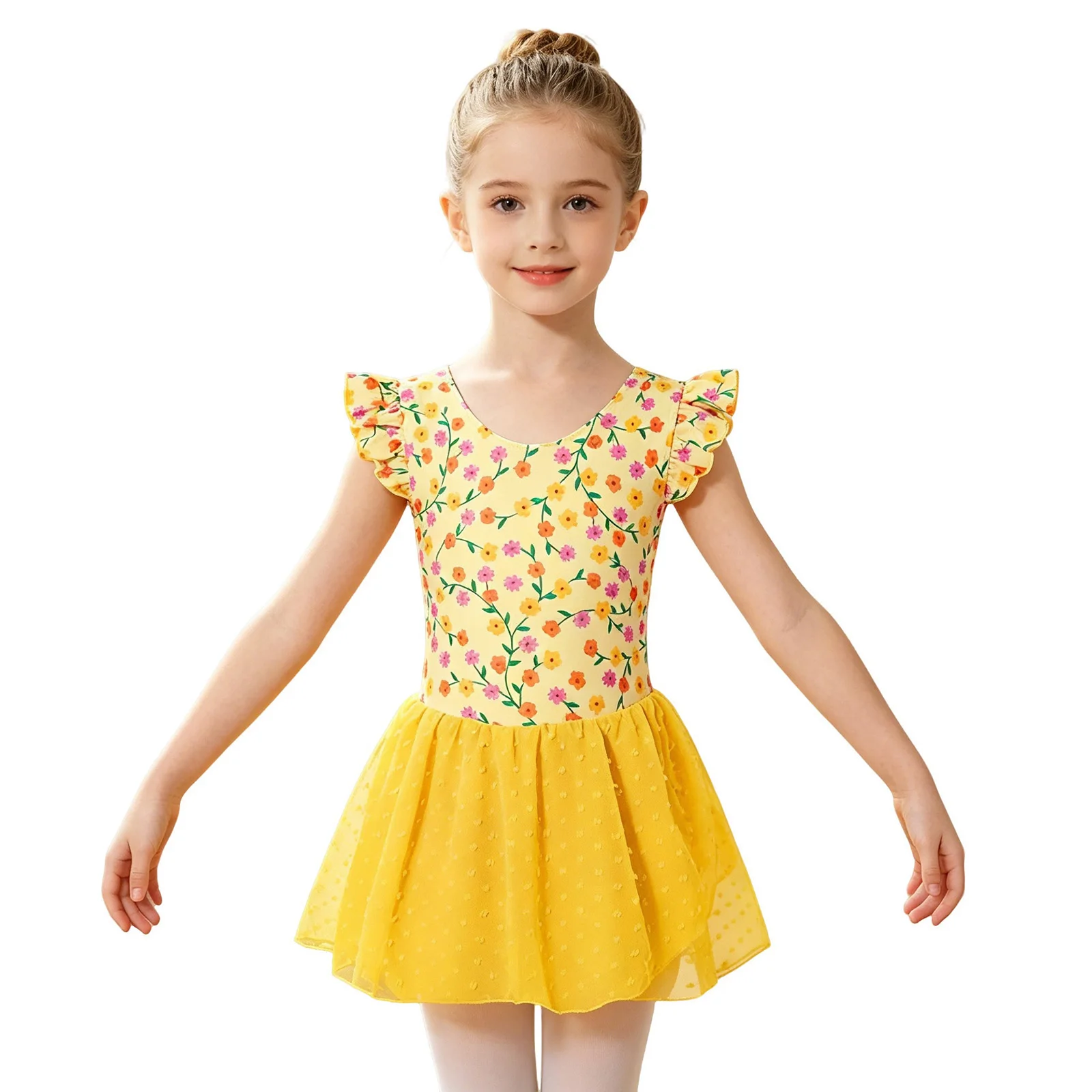 Kids Girls Ballet Latin Dance Costume Ruffled Sleeve Floral Print Dress with Built-in Briefs for Dance Practice Exam Performance
Kids Girls Ballet Latin Dance Costume Ruffled Sleeve Floral Print Dress with Built-in Briefs for Dance Practice Exam Performance