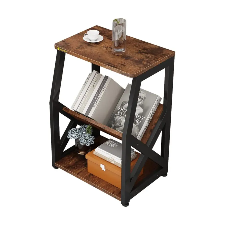 Side Table, End Tables with XShaped Shelf, 3Tier Side Small Narrow End Table, Strong Metal Frame, Easy Assembly, Rustic Brown fo
Side Table, End Tables with XShaped Shelf, 3Tier Side Small Narrow End Table, Strong Metal Frame, Easy Assembly, Rustic Brown fo