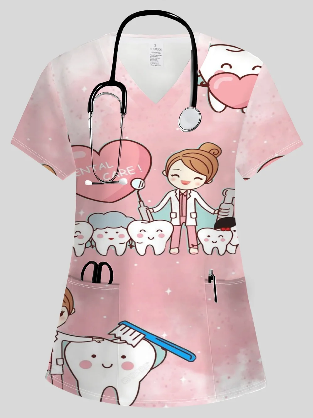 New Women's Fashion V-Neck with Pockets Short Sleeve Scrub Top Casual Comfortable Cartoon Pattern Print Surgical Uniforms Woman
New Women's Fashion V-Neck with Pockets Short Sleeve Scrub Top Casual Comfortable Cartoon Pattern Print Surgical Uniforms Woman
