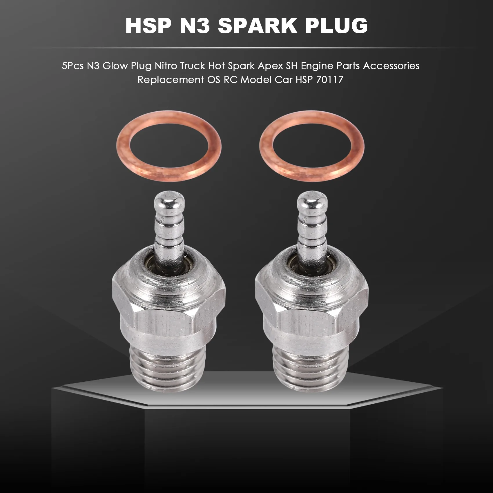 A43M 5Pcs N3 Glow Plug Nitro Truck Hot Spark Apex SH Engine Parts Accessories Replacement OS RC Model Car HSP 70117
A43M 5Pcs N3 Glow Plug Nitro Truck Hot Spark Apex SH Engine Parts Accessories Replacement OS RC Model Car HSP 70117