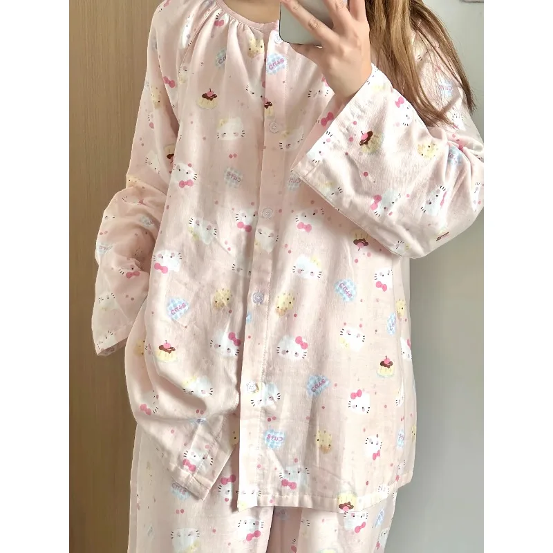 Весенне-осенние новые розовые пижамы Hello Kitty, милая и милая домашняя одежда, пижамный комплект из чистого хлопка с героями мультфильмов, пижамы Hello Kitty.
Весенне-осенние новые розовые пижамы Hello Kitty, милая и милая домашняя одежда, пижамный комплект из чистого хлопка с героями мультфильмов, пижамы Hello Kitty.