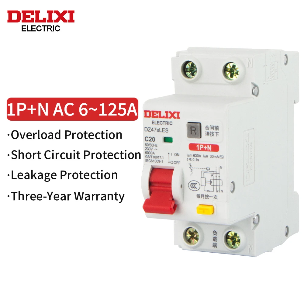 DELIXI 1P+N Circuit Breaker C Type Over and Short Current Leakage Protection RCBO MCB AC 230V 6A 16A 32A 63A 
DELIXI 1P+N Circuit Breaker C Type Over and Short Current Leakage Protection RCBO MCB AC 230V 6A 16A 32A 63A