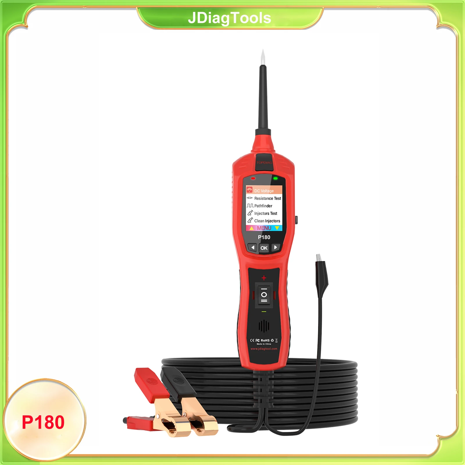 TopDiag P180 Power Circuit Tester with Wire Finder to Locate Breakpoint for quickly testing with 6V-30V Power Supply
TopDiag P180 Power Circuit Tester with Wire Finder to Locate Breakpoint for quickly testing with 6V-30V Power Supply