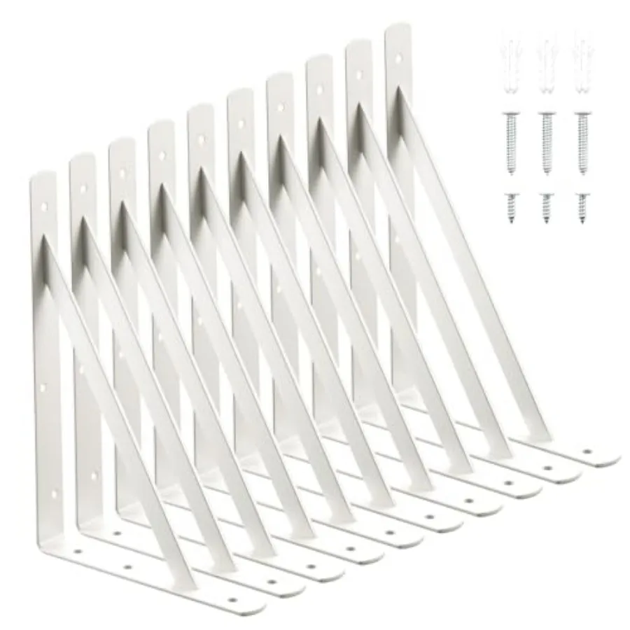 12 x 8 Inch Heavy Duty Shelf Brackets 10 Pack Rustproof Off-White Metal L Brackets for Wall Mounted Shelves 600lb Load Capacity
12 x 8 Inch Heavy Duty Shelf Brackets 10 Pack Rustproof Off-White Metal L Brackets for Wall Mounted Shelves 600lb Load Capacity