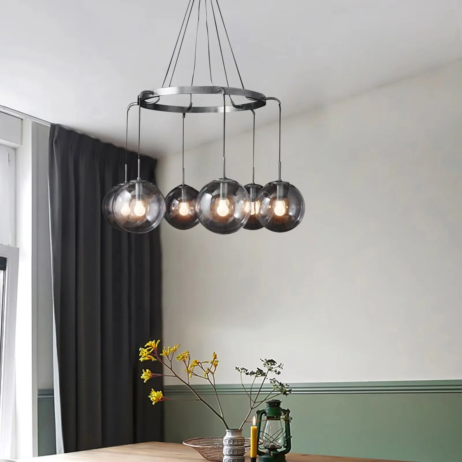 US Modern Glass Ball LED Pendant Lights 6-Light Chandelier Industrial Ceiling Light
US Modern Glass Ball LED Pendant Lights 6-Light Chandelier Industrial Ceiling Light