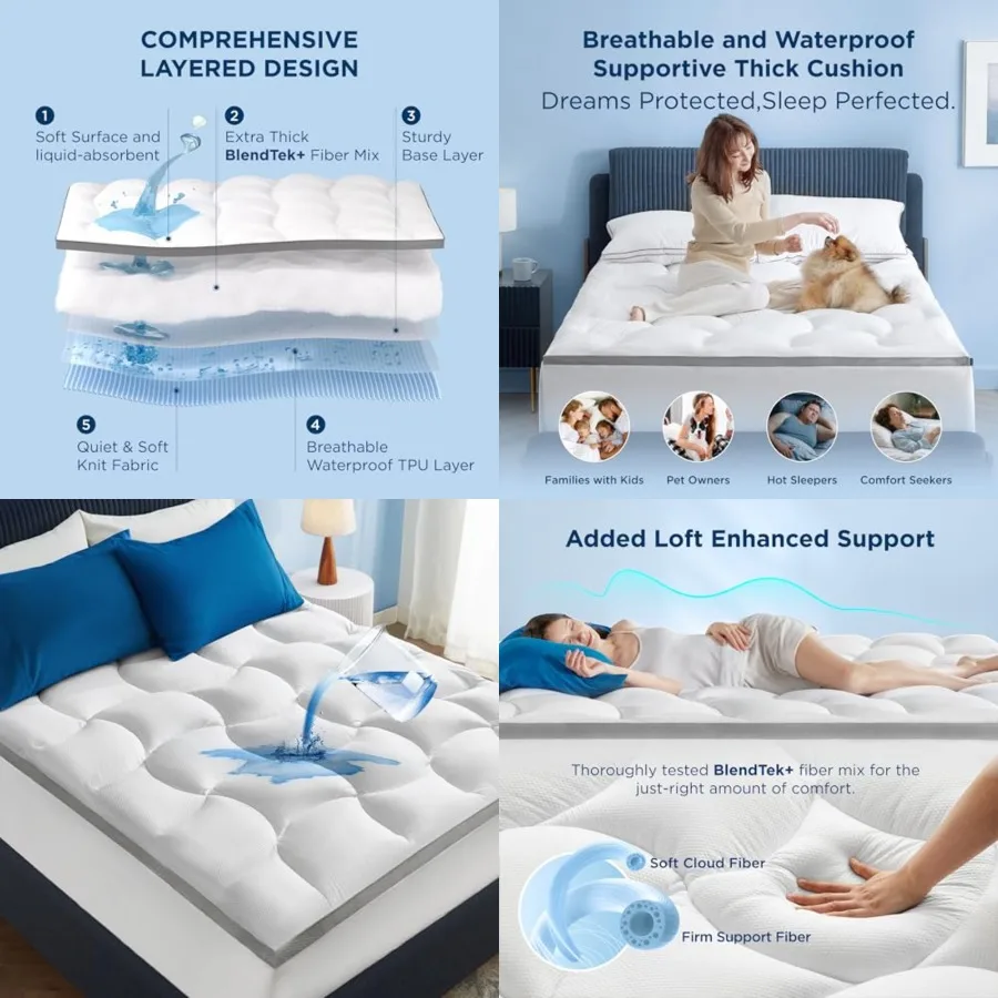 Pillow Top Mattress Topper King - Waterproof Mattress Protector King with 8-21 Inches Deep Pocket, 800 GSM Extra Thick Waterproof Bed Pad Fitted, Soft Bed Cover for Home, Bedroom, Hotel, White
Pillow Top Mattress Topper King - Waterproof Mattress Protector King with 8-21 Inches Deep Pocket, 800 GSM Extra Thick Waterproof Bed Pad Fitted, Soft Bed Cover for Home, Bedroom, Hotel, White