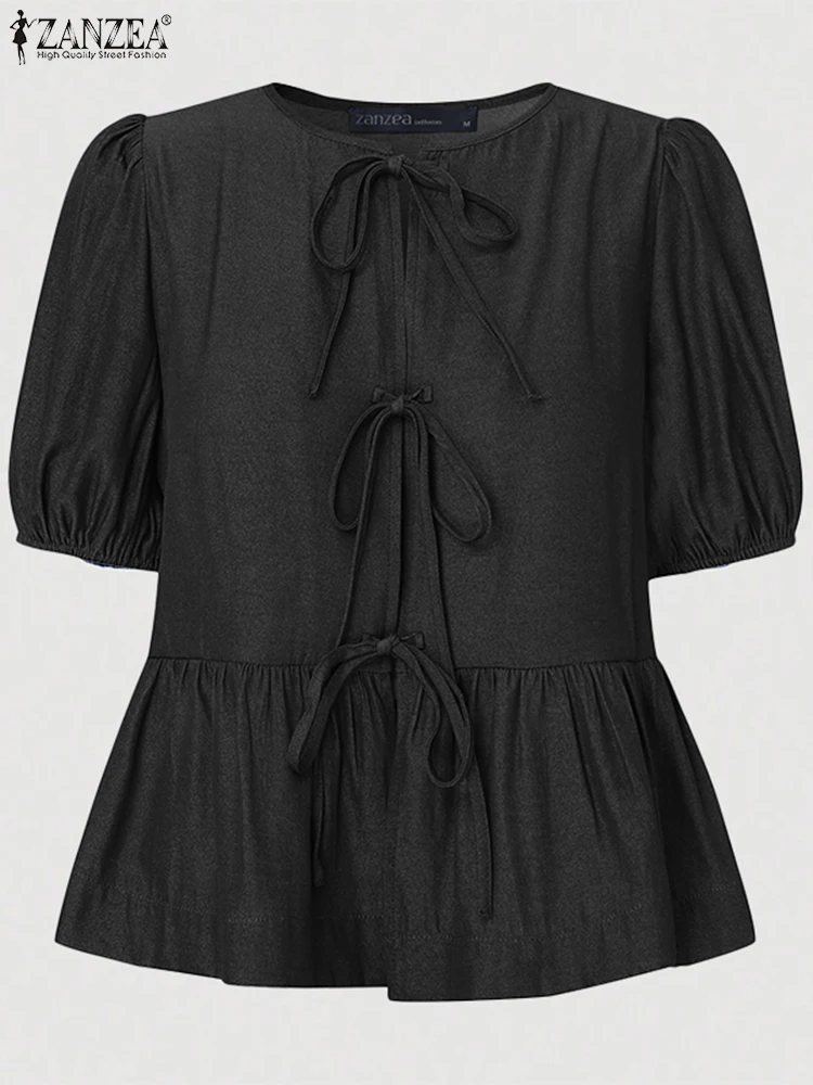 Fashion Korean Bowtie Lace Up Tops ZANZEA Women Office Lady Blouse Holiday Summer 2025 Pleating Stitching Shirt Vintage Blusas
Fashion Korean Bowtie Lace Up Tops ZANZEA Women Office Lady Blouse Holiday Summer 2025 Pleating Stitching Shirt Vintage Blusas