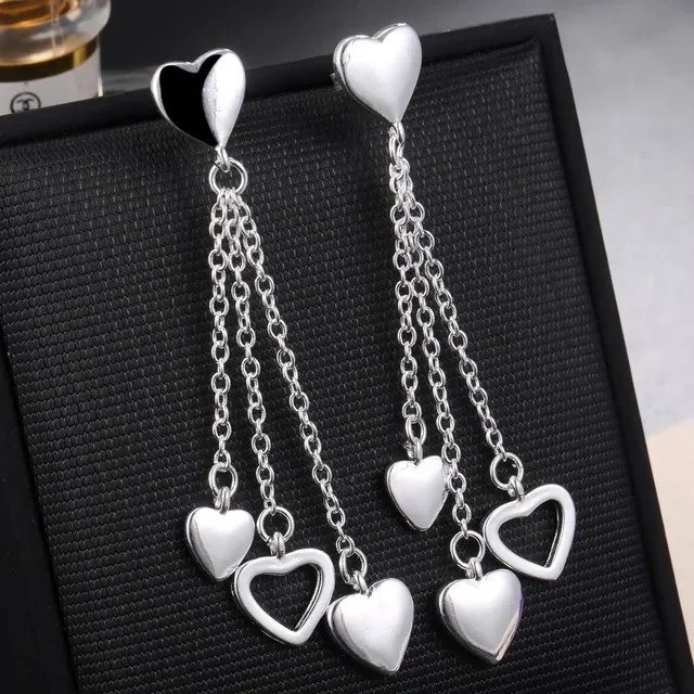 Womens Fashion 925 Sterling Silver Tassel Heart Earring Drop Earrings For Girls Kids Wedding Gift Jewelry Brincos
Womens Fashion 925 Sterling Silver Tassel Heart Earring Drop Earrings For Girls Kids Wedding Gift Jewelry Brincos