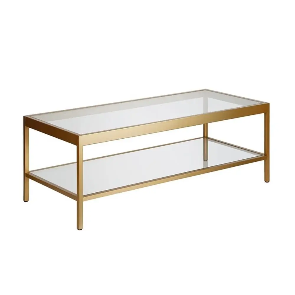 Golden Brass Metal Coffee Table Tempered Glass Top & Shelf Minimalist Living Room 45x20x17 in, Customized
Golden Brass Metal Coffee Table Tempered Glass Top & Shelf Minimalist Living Room 45x20x17 in, Customized
