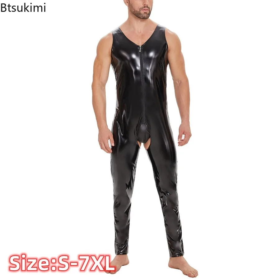 Mens Sleeveless Wet-Look PVC Catsuit Shiny PU Leather Crotchless Open Crotch Bodysuit Tights Sexy Cosplay Leotard Unitard Body
Mens Sleeveless Wet-Look PVC Catsuit Shiny PU Leather Crotchless Open Crotch Bodysuit Tights Sexy Cosplay Leotard Unitard Body