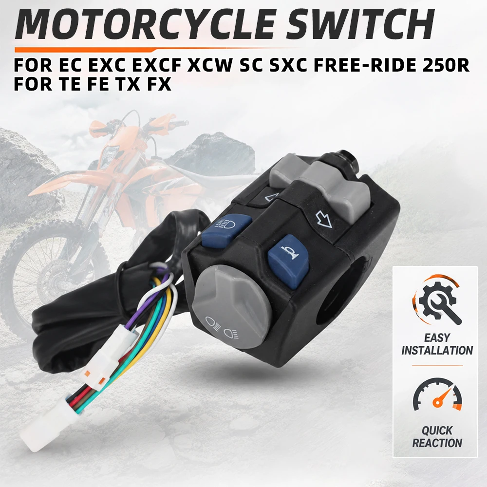 New Headlight Horn Turn Signal Kill Switch For KTM Husqvarna EC EXC EXC-F XC-W FREE-RIDE SC/SMC SXC RALLY SUPER ENDURO TE FE TX
New Headlight Horn Turn Signal Kill Switch For KTM Husqvarna EC EXC EXC-F XC-W FREE-RIDE SC/SMC SXC RALLY SUPER ENDURO TE FE TX