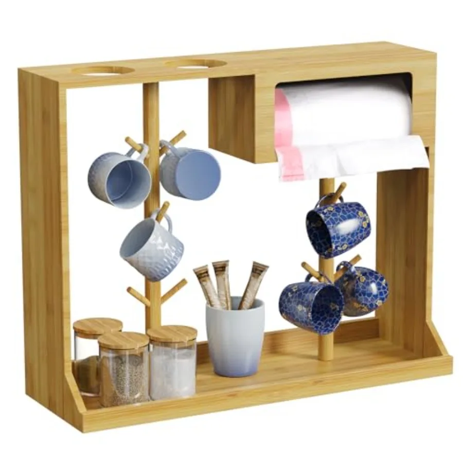 Bamboo Mug Holder Tree 2in1 Coffee Cup Holder with 8 Hooks and Trash Bag Container Multifunctional Coffee Mug Cup Hanger Stand
Bamboo Mug Holder Tree 2in1 Coffee Cup Holder with 8 Hooks and Trash Bag Container Multifunctional Coffee Mug Cup Hanger Stand