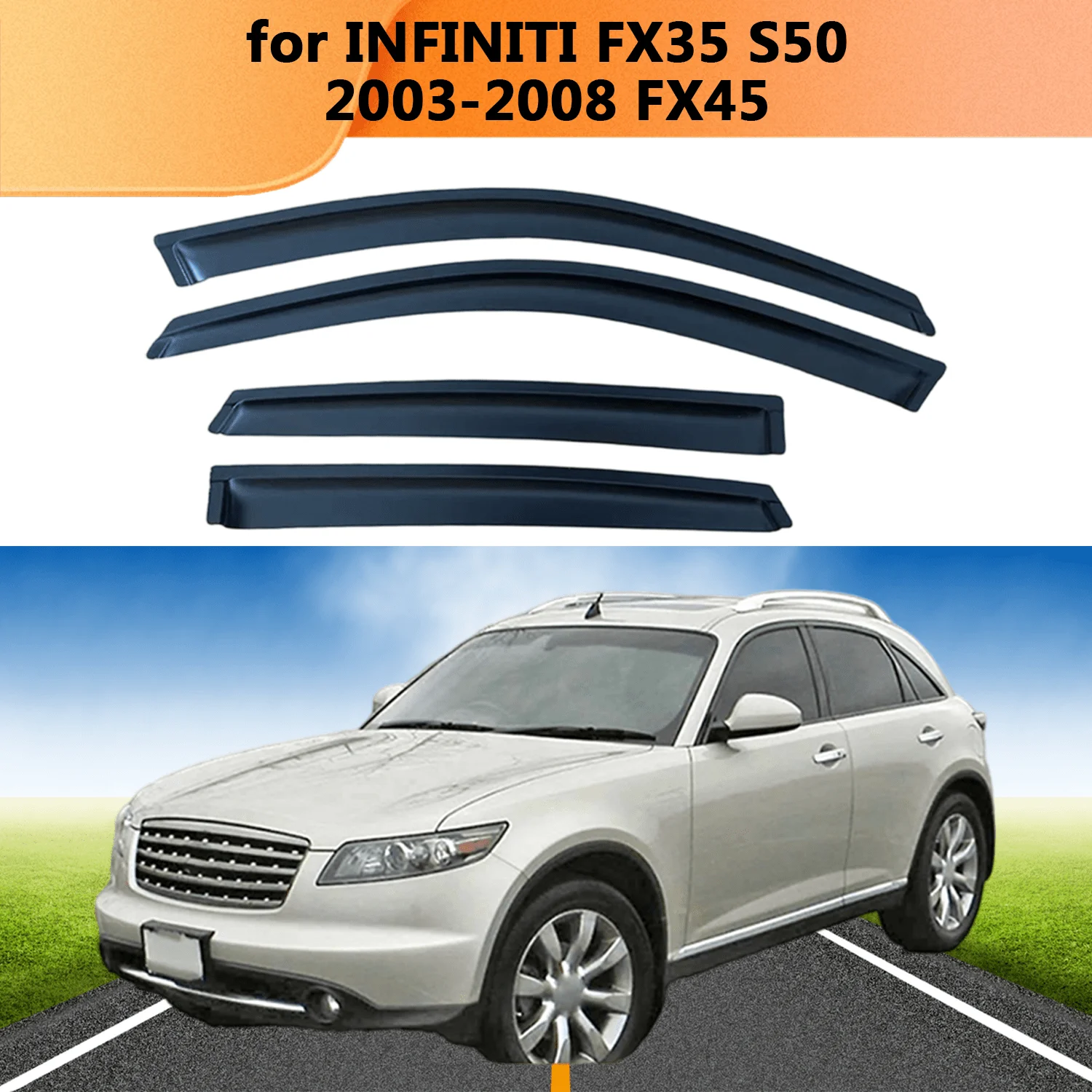 Window Visor for INFINITI FX35 S50 2003 2004 2005 2006 2007 2008 FX45 Weathershied Door Visor Wind Sun Rain Guards Side Outside
Window Visor for INFINITI FX35 S50 2003 2004 2005 2006 2007 2008 FX45 Weathershied Door Visor Wind Sun Rain Guards Side Outside