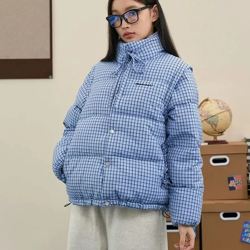 Winter Plaid Cropped Parkas Women Thick Button Removable Long Sleeve Puffy Coat Sweet Cute Bow Print Stand Collar Casual Outwear
Winter Plaid Cropped Parkas Women Thick Button Removable Long Sleeve Puffy Coat Sweet Cute Bow Print Stand Collar Casual Outwear
