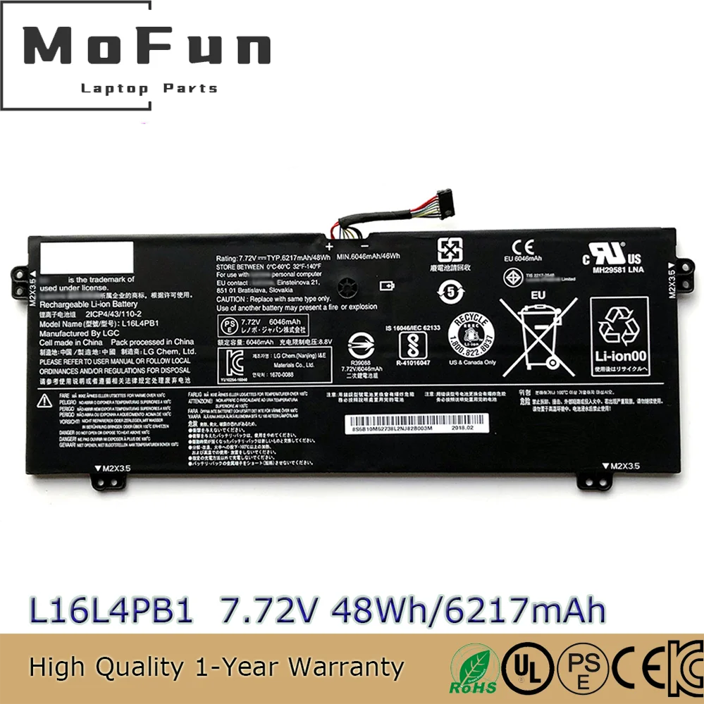 Original L16L4PB1 7.72V 48Wh Laptop Battery for Lenovo Yoga 720-13IKB 730-13IKB L16C4PB1 L16M4PB1 5B10M52740
Original L16L4PB1 7.72V 48Wh Laptop Battery for Lenovo Yoga 720-13IKB 730-13IKB L16C4PB1 L16M4PB1 5B10M52740