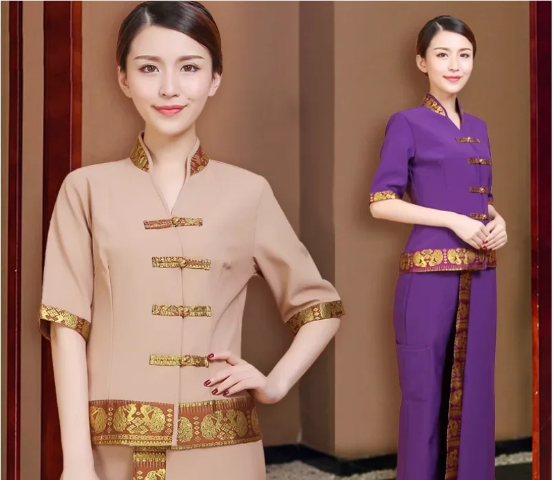 Thai SPA Uniform Women Suit Spring Beauty Salon Work Clothes Beautician Purple Vintage
Thai SPA Uniform Women Suit Spring Beauty Salon Work Clothes Beautician Purple Vintage