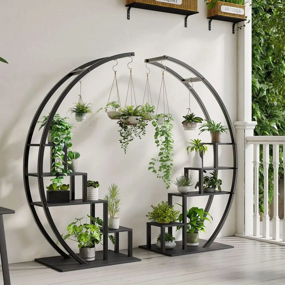 Stand Indoor With 4 Hanging Hooks 5 Tiered Tall Plant Shelf Stand Half Moon Plant Rack Display Shelf Plant Holder
Stand Indoor With 4 Hanging Hooks 5 Tiered Tall Plant Shelf Stand Half Moon Plant Rack Display Shelf Plant Holder