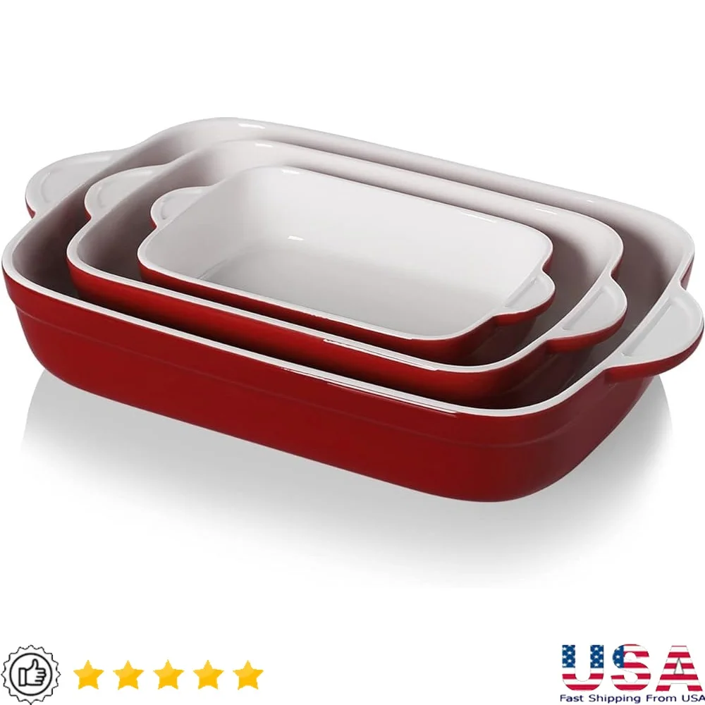 Casserole Dishes Bakeware Set of 3 Ceramic Oven Safe Non-Stick Rectangular Baking Pan Cooking Dish Kitchen Accessories
Casserole Dishes Bakeware Set of 3 Ceramic Oven Safe Non-Stick Rectangular Baking Pan Cooking Dish Kitchen Accessories
