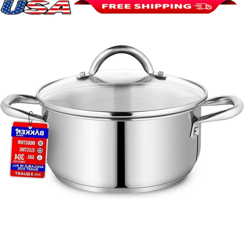 Deluxe 3-Quart Stainless Steel Stockpot Induction Ready Heavy-Duty Glass Lid Ergonomic Handles Versatile Cooking Dishwasher Safe
Deluxe 3-Quart Stainless Steel Stockpot Induction Ready Heavy-Duty Glass Lid Ergonomic Handles Versatile Cooking Dishwasher Safe