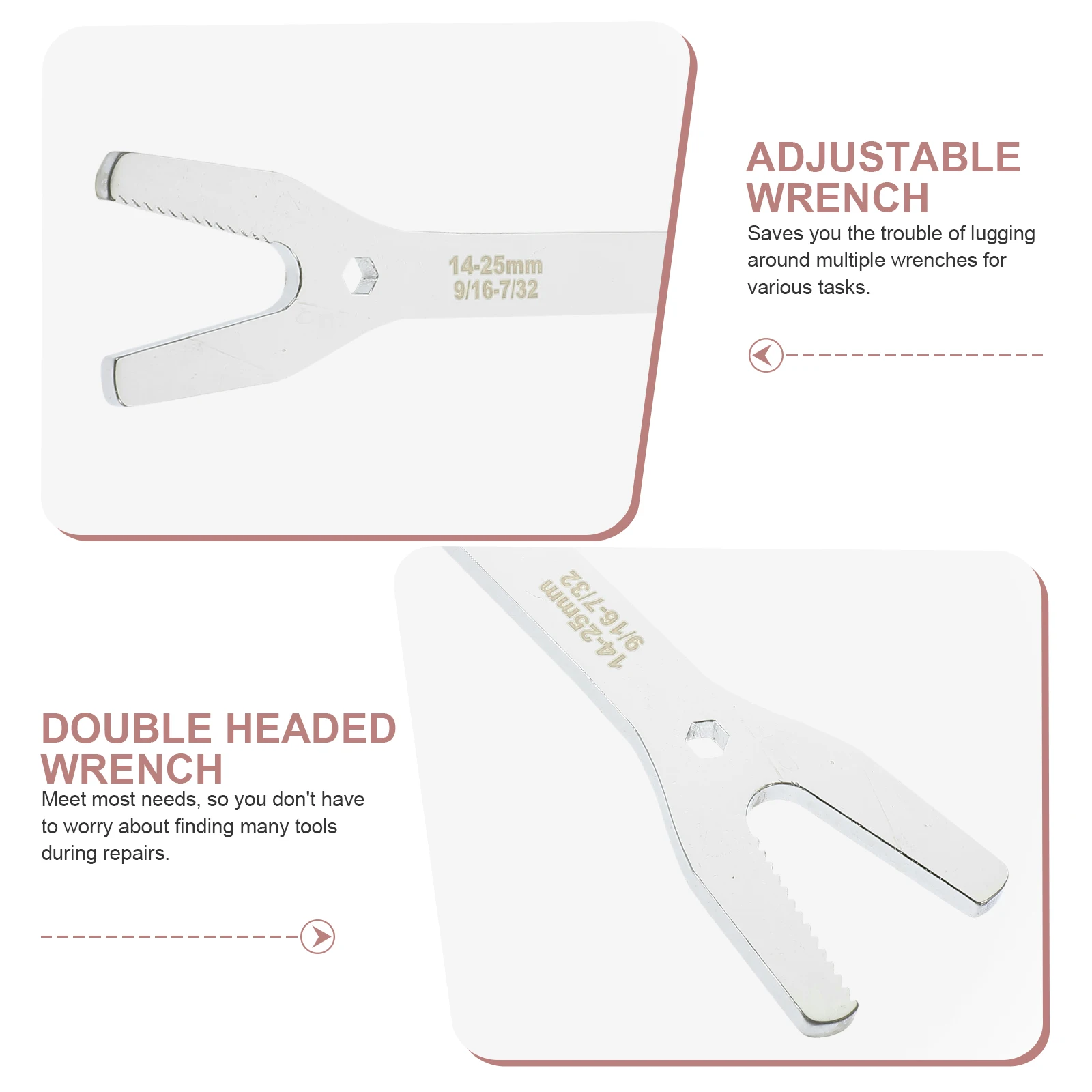 1pc Multifunctional Adjustable Wrench Premium Steel Double-Headed Spanner Self-Tightening Durable Torque Resistant for Screw
1pc Multifunctional Adjustable Wrench Premium Steel Double-Headed Spanner Self-Tightening Durable Torque Resistant for Screw