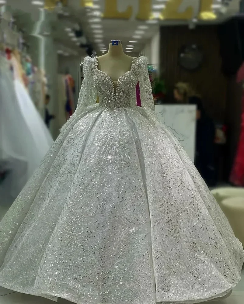 Flavinke Customized Luxury Lace Beaded Crystals Wedding Dresses Long Sleeve Bridal Dresses Robes Ball Gown Vestidos de novia
Flavinke Customized Luxury Lace Beaded Crystals Wedding Dresses Long Sleeve Bridal Dresses Robes Ball Gown Vestidos de novia