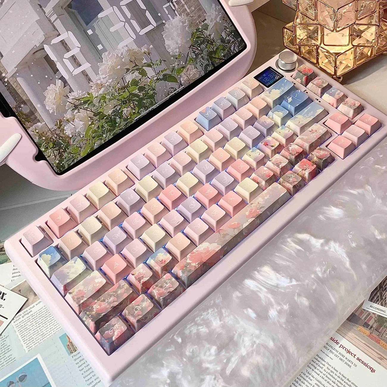 Colorful Rose Keycap Side Engraved Transparent Keycap Engraved Compatible 61/68/75/87/96/980 DIY Keyboard
Colorful Rose Keycap Side Engraved Transparent Keycap Engraved Compatible 61/68/75/87/96/980 DIY Keyboard