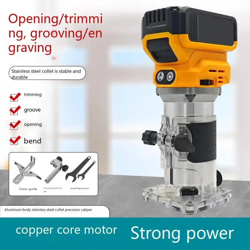 Woodworking electric edge trimming machine, brushless edge trimming machine, woodworking planing, milling, engraving and slottin
Woodworking electric edge trimming machine, brushless edge trimming machine, woodworking planing, milling, engraving and slottin